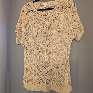 Chico's Beige Crochet Knit Top